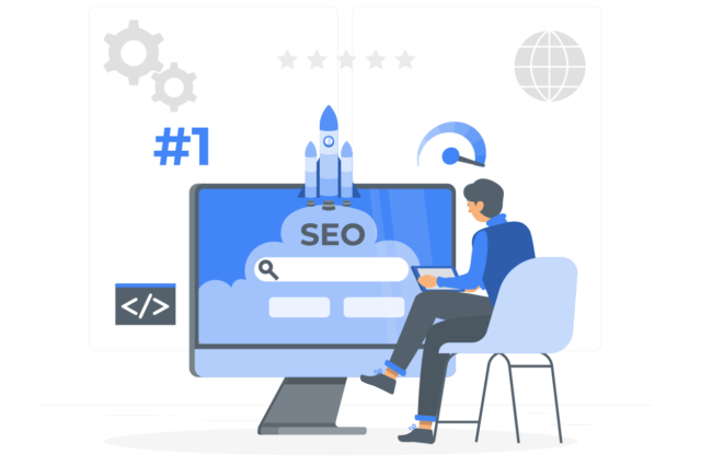 SEO consultant; illustration of a guy doing SEO