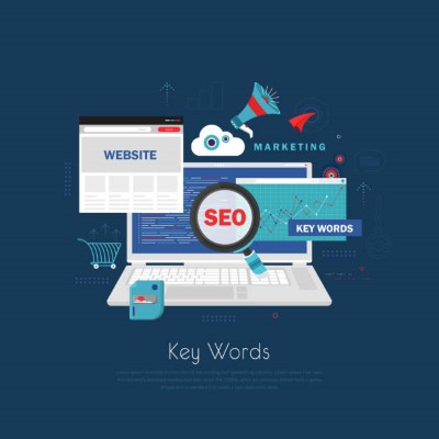 Organic seo services; a computer with several elements.