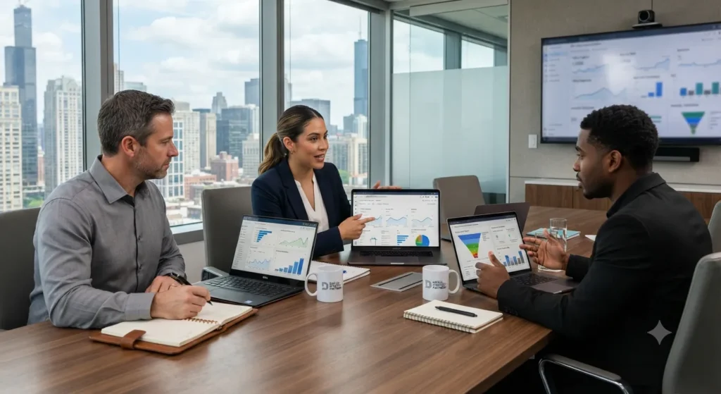 Equipo analizando el costo mensual de una estrategia SEO para empresas.